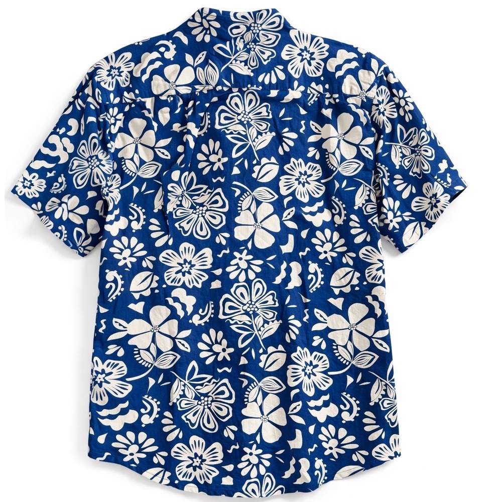 Old Navy Mens Everyday Shirt Regular Fit Blue White Floral Tropical Print NWT M - Picture 2 of 7